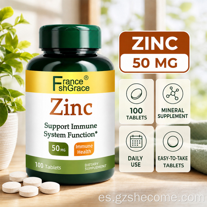 Shecome Zinc Tablets Apoyo a la salud inmune y antioxidante